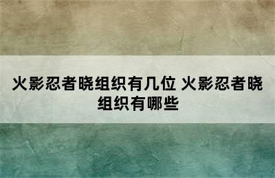 火影忍者晓组织有几位 火影忍者晓组织有哪些